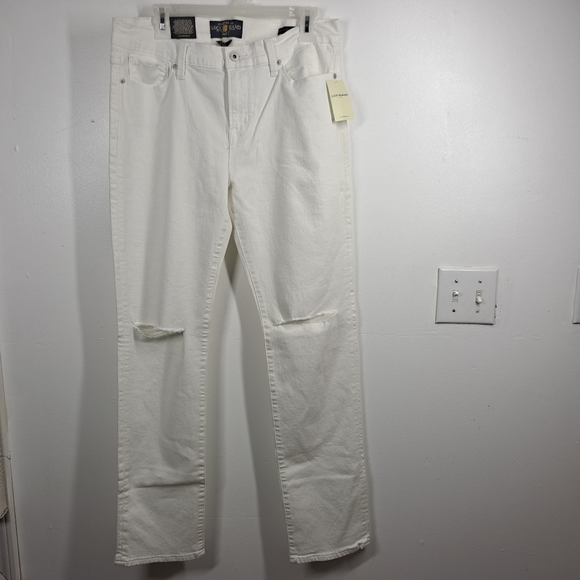 NWT Lucky Brand Brook Straight Mid Rise Slim Fit Distressed white Jeans … - Picture 8 of 16